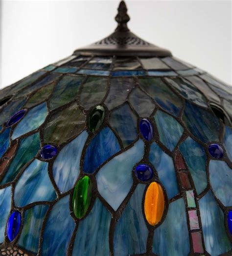 Tiffany Style Stained Glass Floor Lamp With Dragonfly Motif And Metal