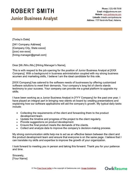Business Manager Cover Letter Examples Qwikresume