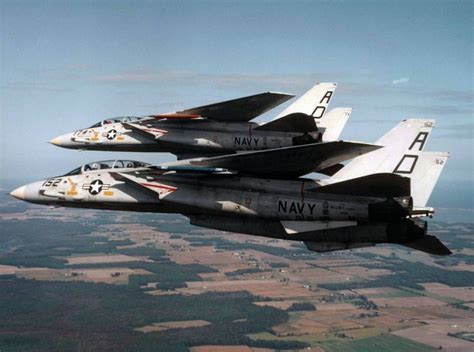 F 14a Tomcats Of Fighter Squadron Vf 101 In Flight Near Naval Air
