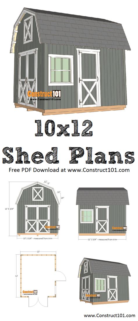 10x12 Barn Shed Plans Pdf Download Construct101