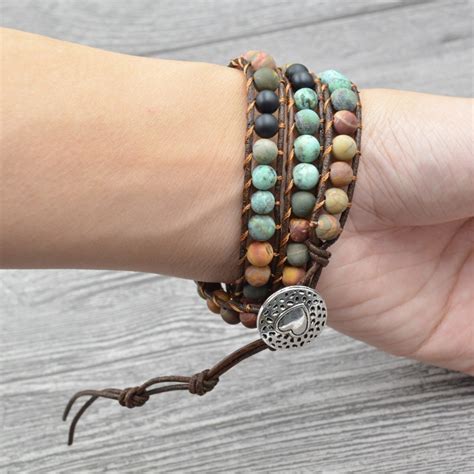 Women Bracelet Boho Jewelry Bohemian Handmade Multilayer Natural Stone