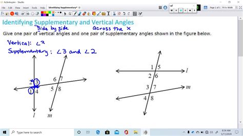 Identifying Supplementary And Vertical Angles Youtube