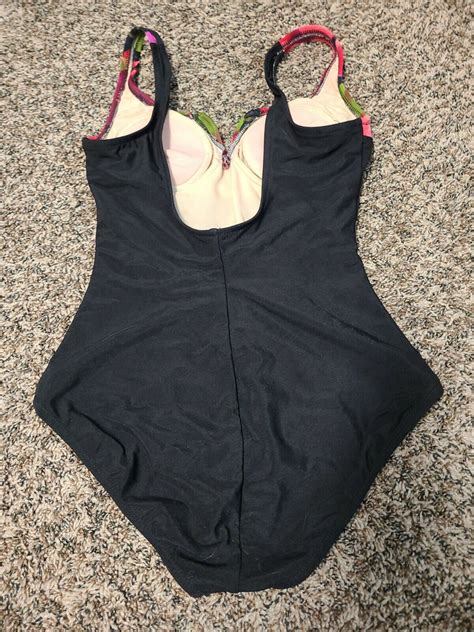 Carol Wior Womens Black Floral Swimsuit One Piece Sz 8 Bathing Suit Ebay