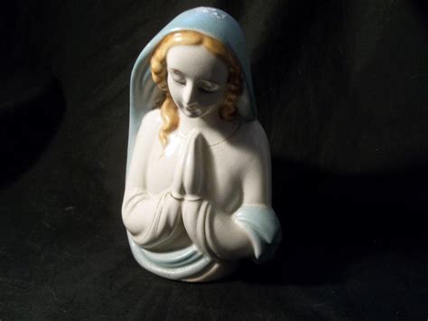 Planter Religous Statue Praying Hands Virgin Mary Madonna Only Light