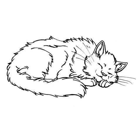 Sleeping Cat Lineart By Xiphosuras On Deviantart