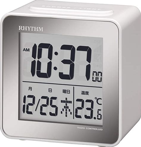 充実の品 リズム Rhythm 目覚まし時計 電波 アナログ フィットウェーブd172 置き 掛け 兼用 温度 湿度 カレンダー 付 茶 木目