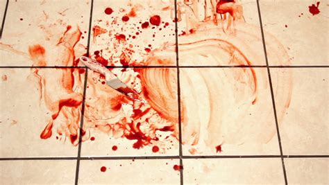 A floor is the foundation on which you walk. Cleaning Blood From Kitchen Tile With Knife Laying Stock ...