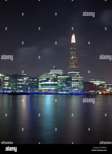 United Kingdom London Shard Skyscraper Illuminated At Night And