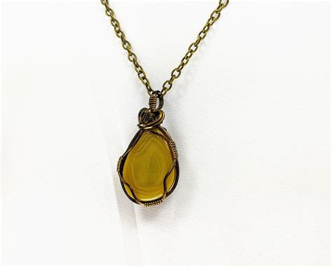Protection Necklace For Women Agate Pendant In Bronze Etsy