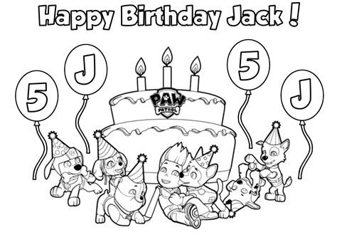Paw Patrol Wishes Jack Happy Birthday Coloring Page (FREE DOWNLOAD)