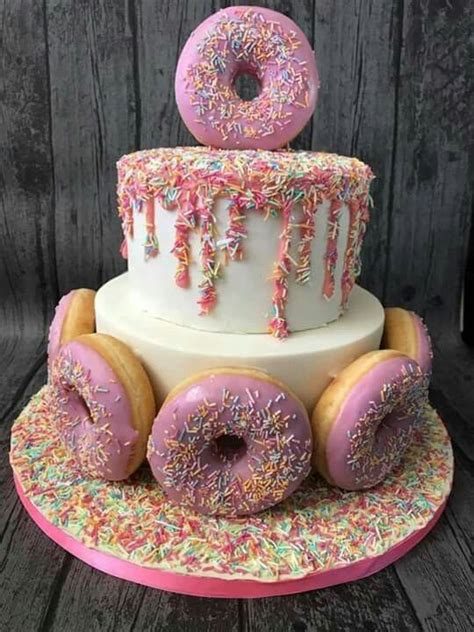 Donut Themed Birthday Cake Idea Donut Birthday Cake Homemade