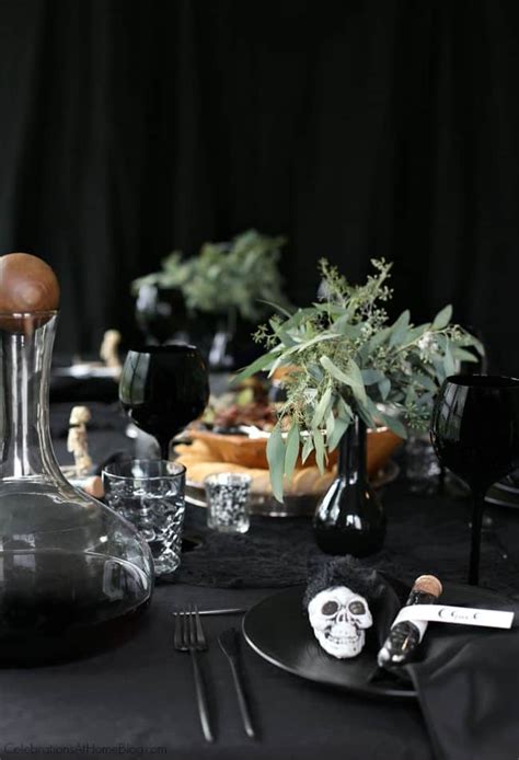 Perhaps a dinner party with history's deadliest dudes? Halloween Themed Dinner Party in Black - Celebrations at Home