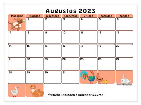 Kalender Augustus 2023 444mz Michel Zbinden Sr