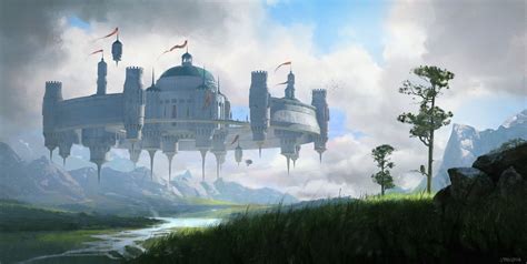 1080p City Dome Landscape Floating Island Fantasy Hd Wallpaper