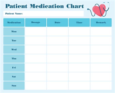 Printable Medicine Chart