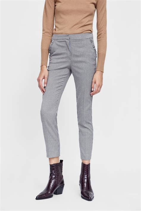 Image 2 Of Plaid Pants With Ruffled Pockets From Zara Plaid Pants