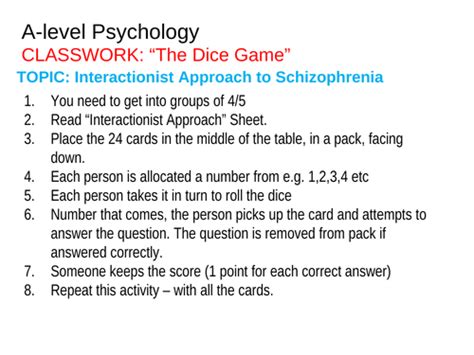 Aqa Psychology Schizophrenia Interactionist Approach Teaching Resources
