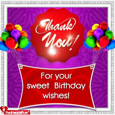 Thank you card for birthday wishes. Pin by RedHeadsRule on 123 Greetings.com | Birthday thank ...