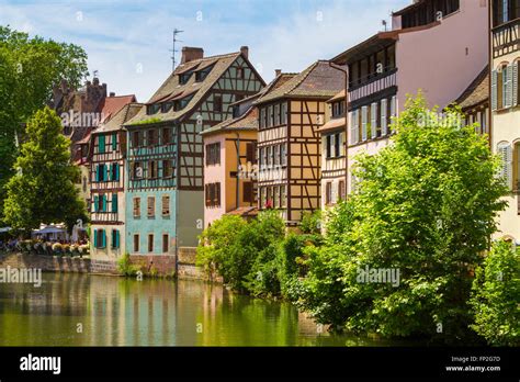 Half Timbered Houses Along The River Ill In The Petite France