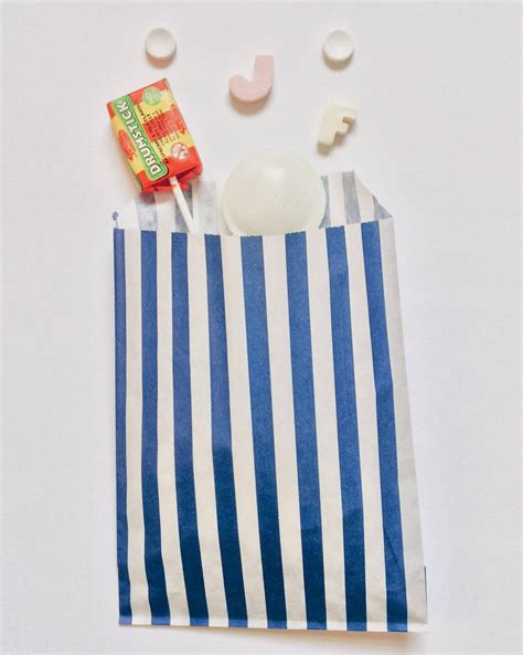 Navy Blue Candy Stripe Paper Bags Pack Of 10 Etsy
