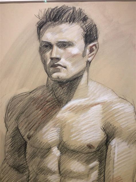 Mark Beard Mb A Contemporary Graphite Drawing Of Seated Male Nude