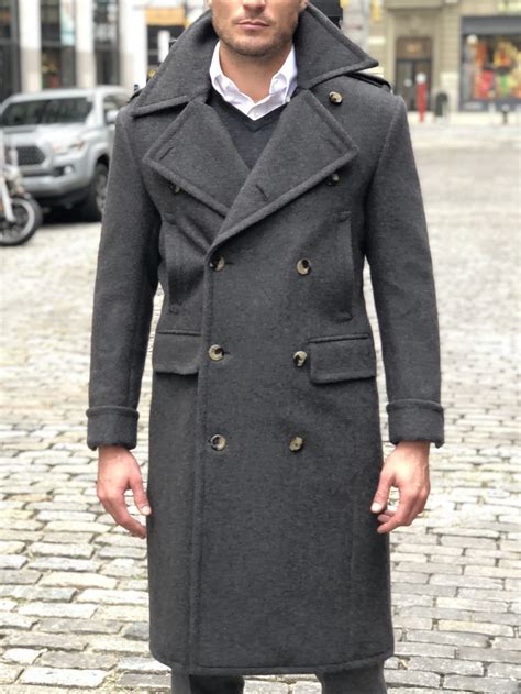 Charcoal Grey Solid Great Coat