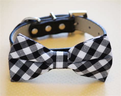 Plaid Black Dog Bow Tie Collar Black And Whtie Bow Tie La Dog Store