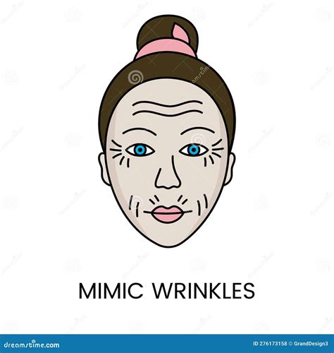 Mimic Wrinkles Icon In Vector Illustration Of A Woman With Age Related