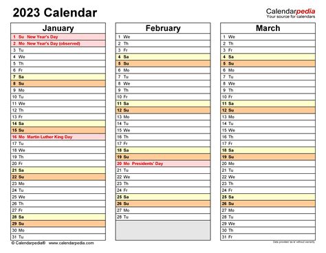 Quarterly Calendars 2023 Free Printable Excel Templates Zohal