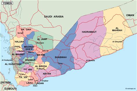 Yemen Political Map Eps Illustrator Map Vector World Maps