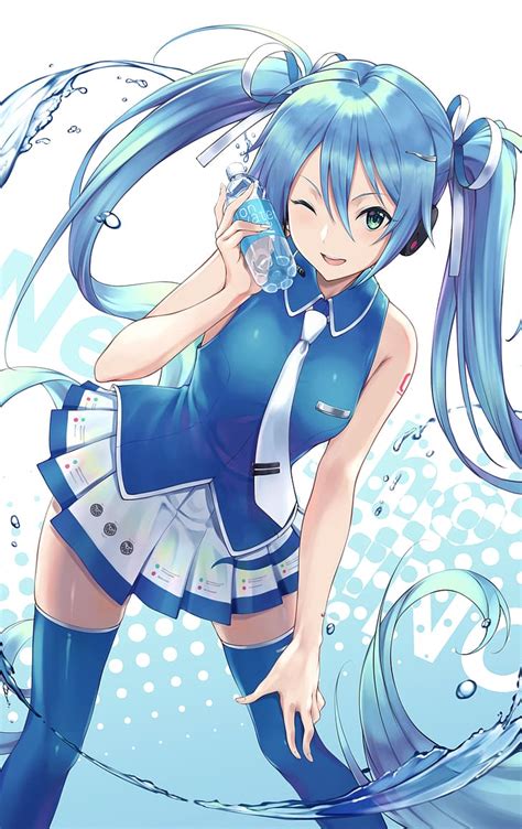 アニメの女の子、 ボーカロイド、 初音ミク、 ちょくろ、 笑顔、 太もも、 青い髪、 hdデスクトップの壁紙 wallpaperbetter