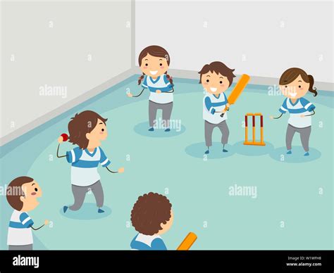 Kids Playing Cricket Clipart