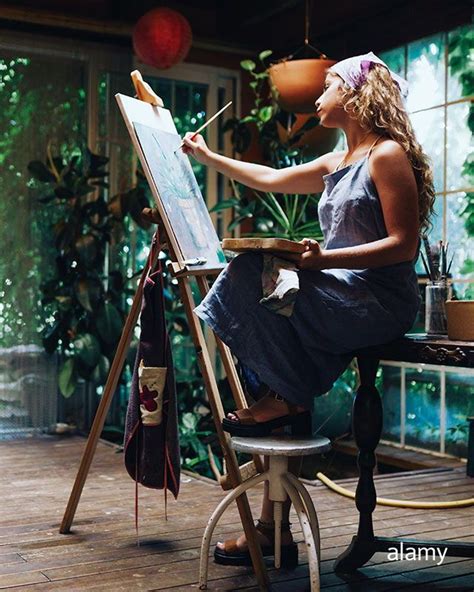 Art Studio Alamy Stock Photo Female Artists Painting Painter