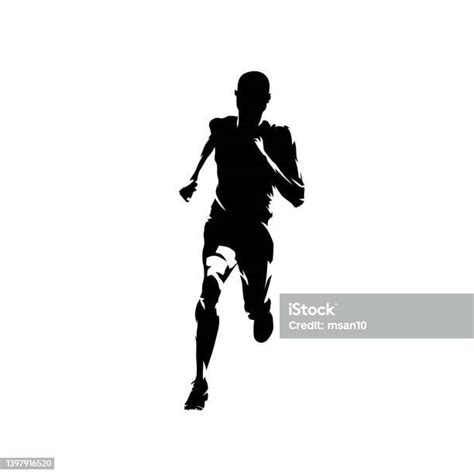 sprinting man isolated vector runner silhouette front view stock illustration download image