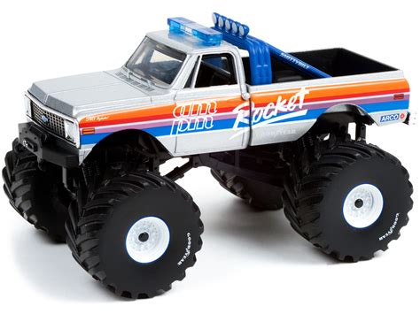 Greenlight 1972 Chevrolet K 10 Monster Truck With 66 Inch Tires Silver