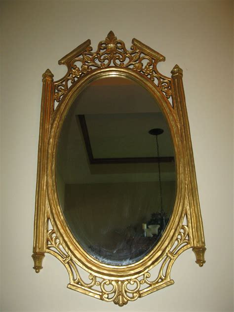 Ornate Gold Syroco Wall Mirror Oval Shape Plastic Framed 28 X 15