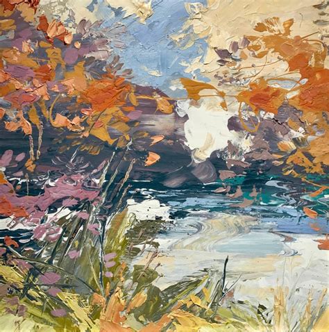 Paul Treasure Autumn River Ii Original Abstract