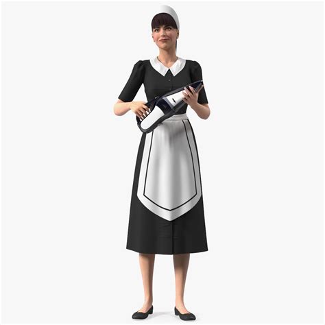 Housekeeping Maid With Handheld Vacuum Cleaner 3d Model 169 3ds