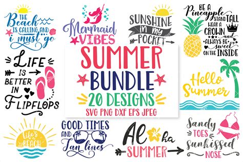 Summer, Beach Bundle of 20 SVG DXF PNG EPS Cutting Files