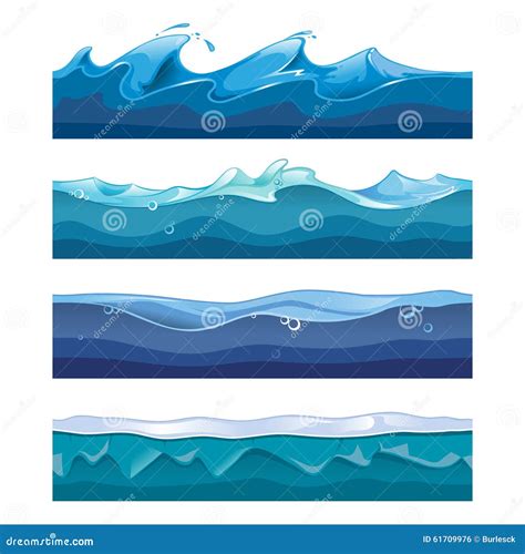 Océano Inconsútil Mar Vector De Ondas De Agua Ilustración Del Vector