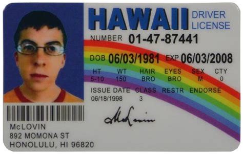 Mclovin Fake Id Hawaii Driver License Superbad Toys And Games Worst Movies Good