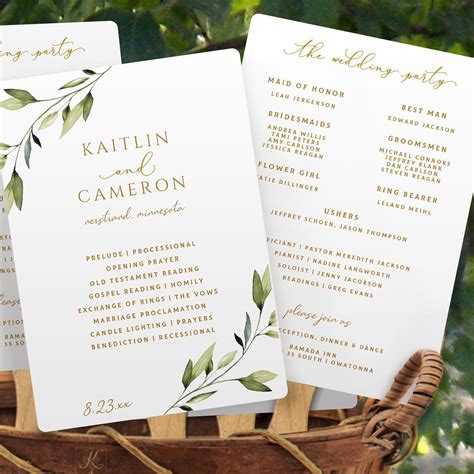 Wedding Program Fans Template Printable Program Fans W Etsy Diy