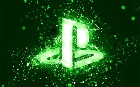 Download Wallpapers Playstation Green Logo 4k Green Neon