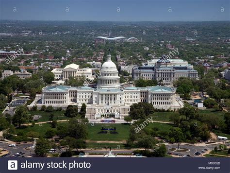 Aerial View Of United States Capitol And Washington Hi Res Stock