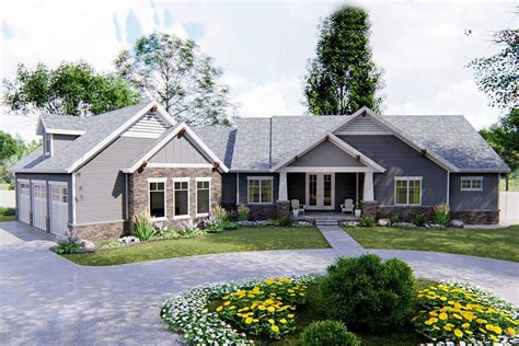 This One Story 2 Bedroom Craftsman Home Plan Welcomes You With It