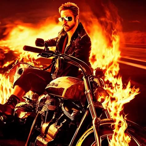 An Epic Movie Poster For Ghost Rider Starring Ryan Stable Diffusion