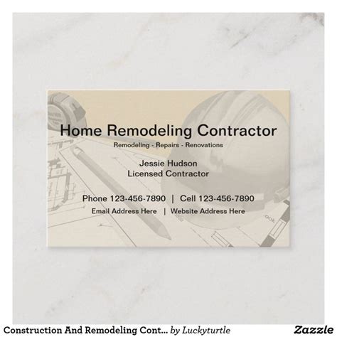 Construction And Remodeling Contractor Business Card In