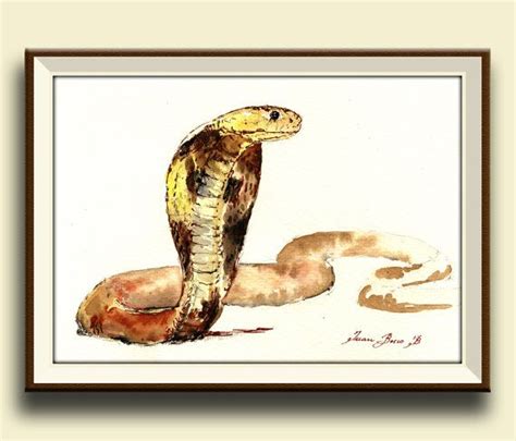 Print Cobra Snake Desert Head Portrait Print Watercolor Painting Art