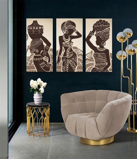 African Wall Art Set Of 3 Ethnic Art Decor Brown African Etsy