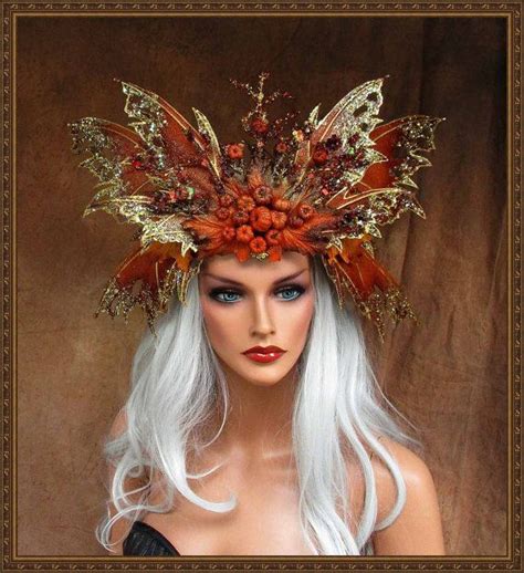Opaque Pumkin Autumn Fairy Queen Crownfree Shipping